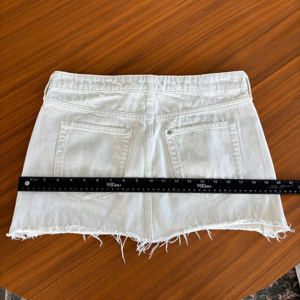 H&M Denim Mini Skirt Small White Raw Hem Fall Coastal Cottage Rush Whimsy Fairy